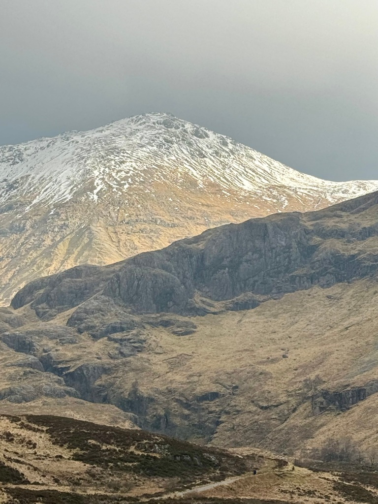Another view of a snow-capped mountain in Glencoe